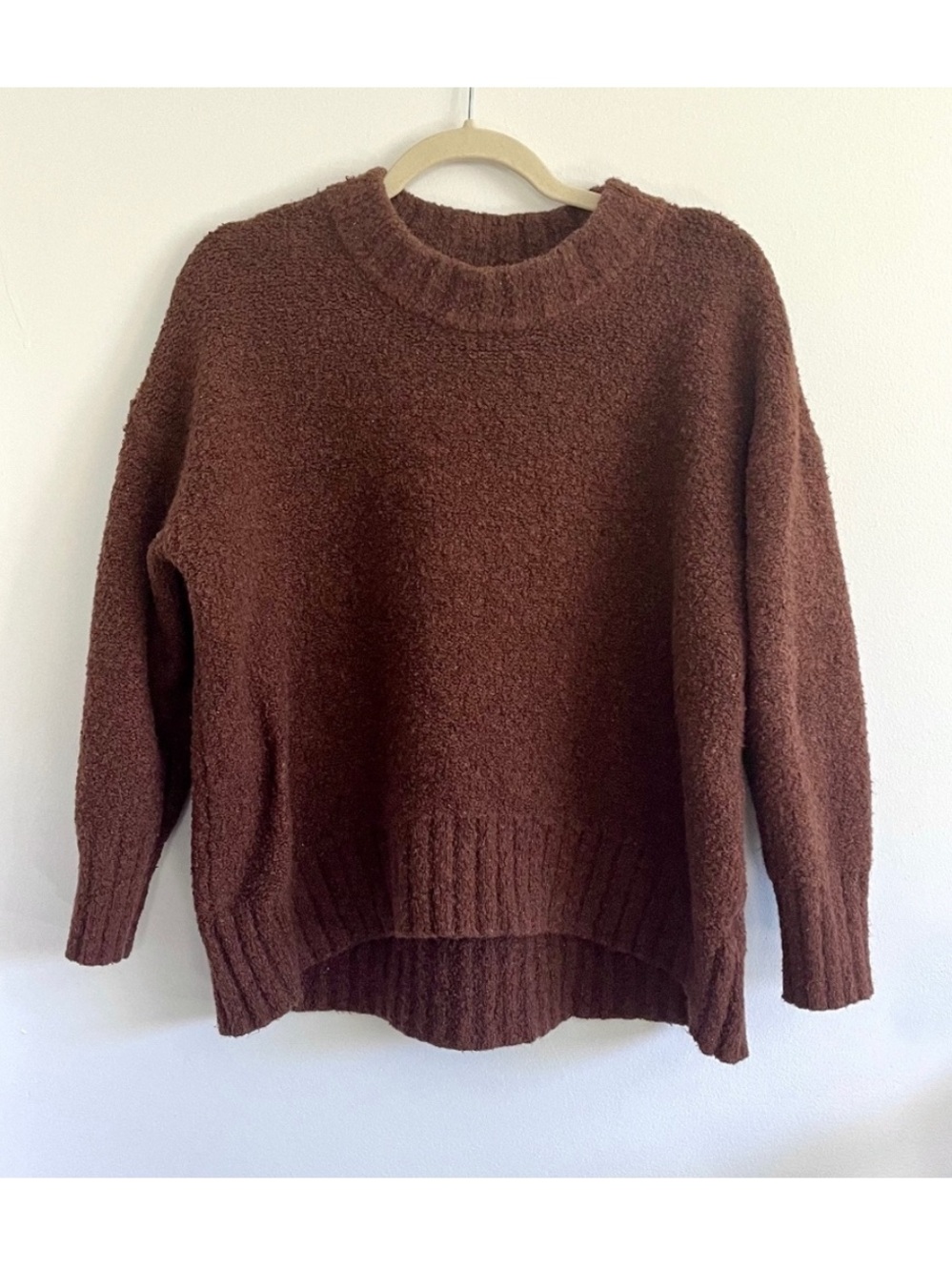 Old Navy Thick Brown Oversized Cotton Blend Cozy Fall Crewneck Sweater Casual MP